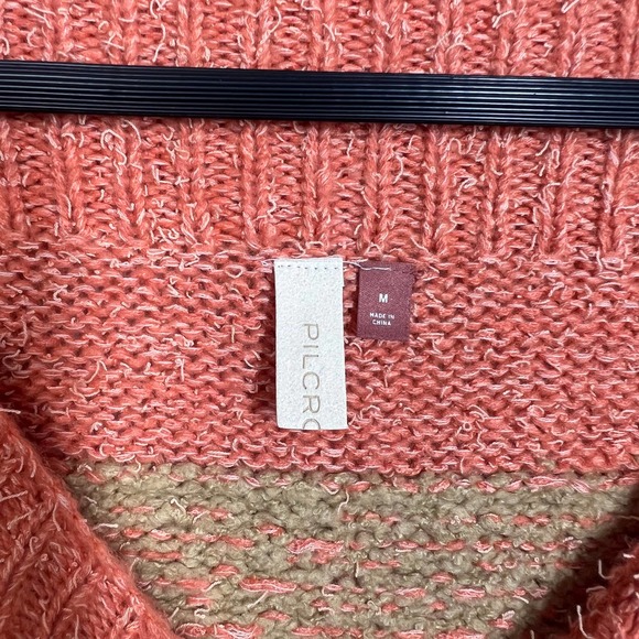 Anthropologie Pilcro Rugby Tunic Sweater Pink Combo Size M - Picture 5 of 8